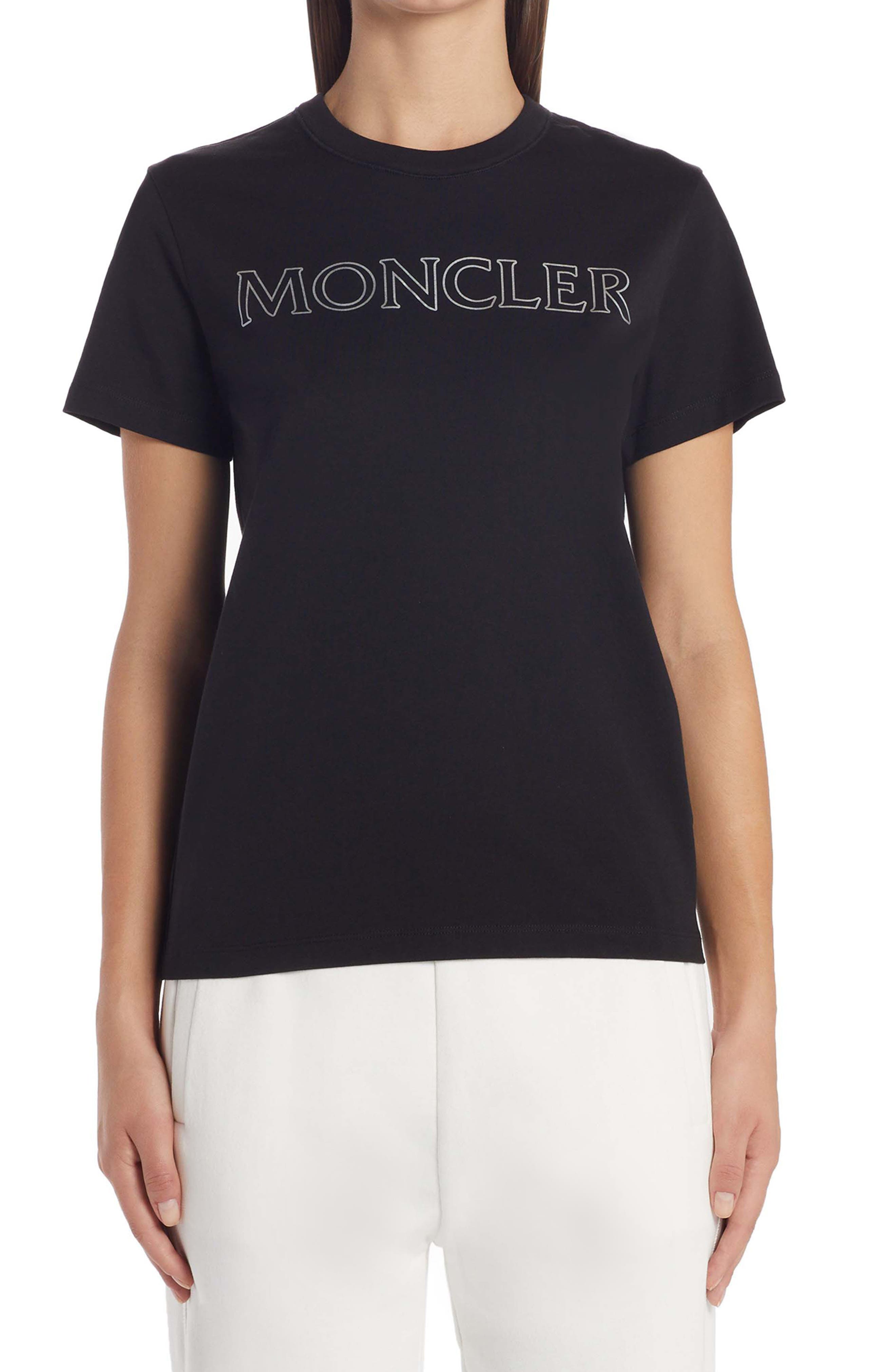 Womens Tops Moncler Tops Moncler Cotton Signature T-shirt With Logo in Black 
