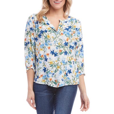 Karen Kane Blouson Sleeve Top, Blue/green