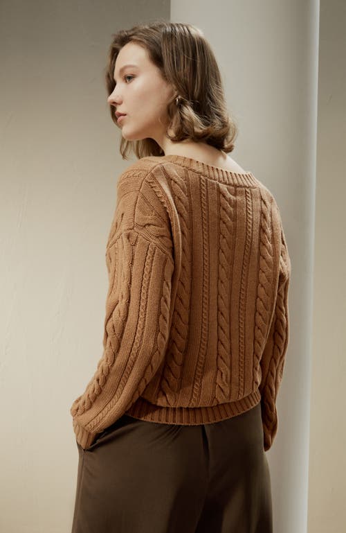 Lilysilk Cable-knit Wool-cashmere Blend Sweater In Toffee