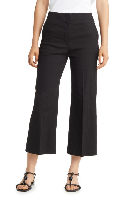 Theory Clean Terena Wide Leg Crop Pants In Black
