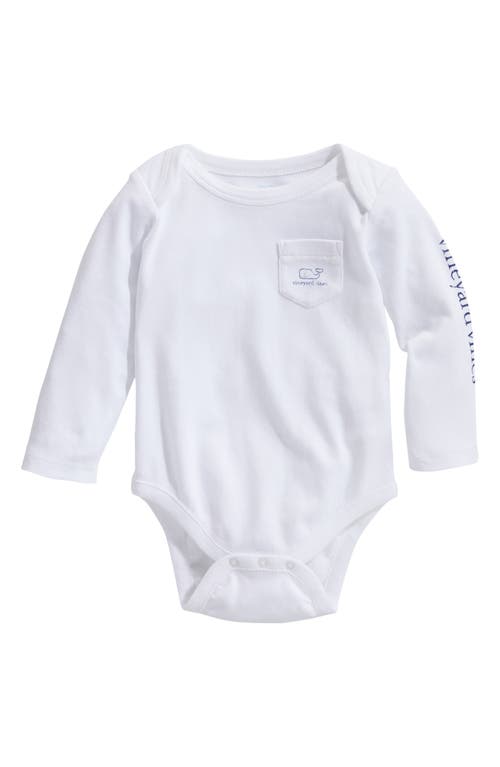 Vineyard Vines Whale Long Sleeve Cotton Graphic Bodysuit In White