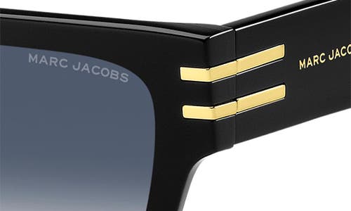 Marc Jacobs Marc 787s Acetate Rectangle Sunglasses In Black Gold/dark Blue