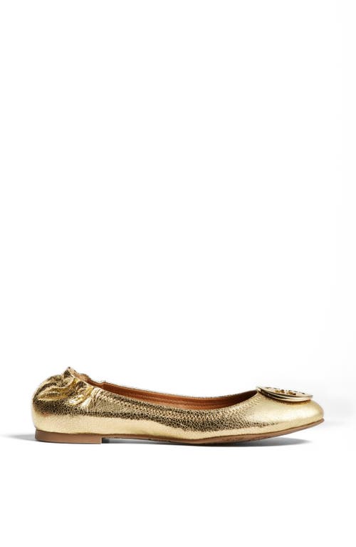 Shop Tory Burch 'reva' Flat In Gold/gold