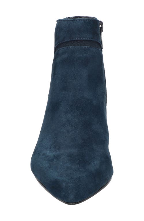 Bella Vita Faraday Pointed Toe Kitten Heel Bootie In Navy Kidsuede Leather