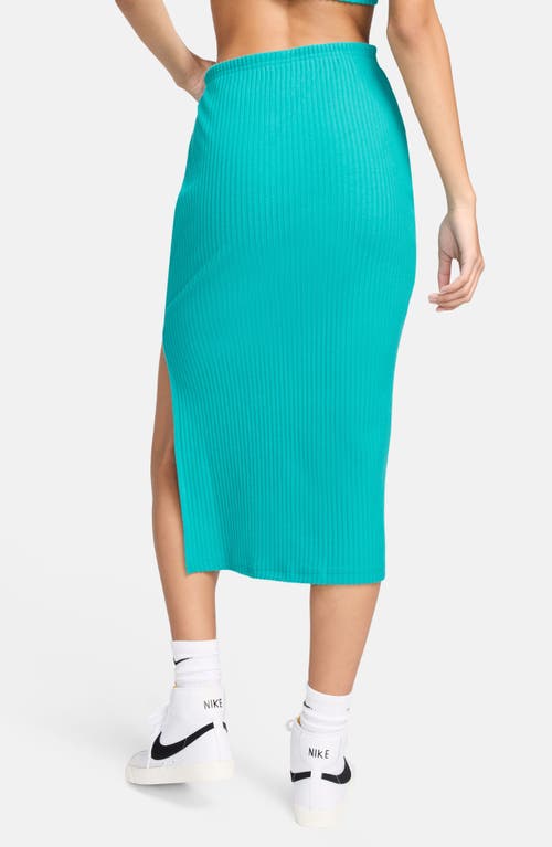 Shop Nike Side Slit Rib Midi Skirt In Dusty Cactus/dusty Cactus