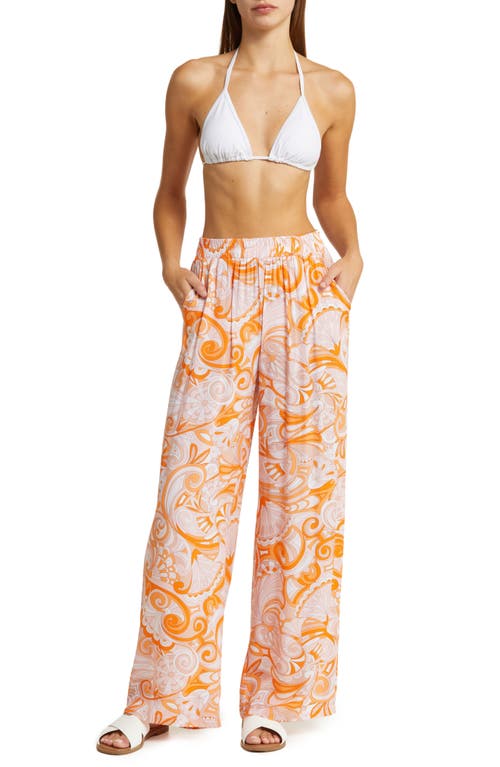 Olivia Wide Leg Cover-Up Pants in Mirage Orange