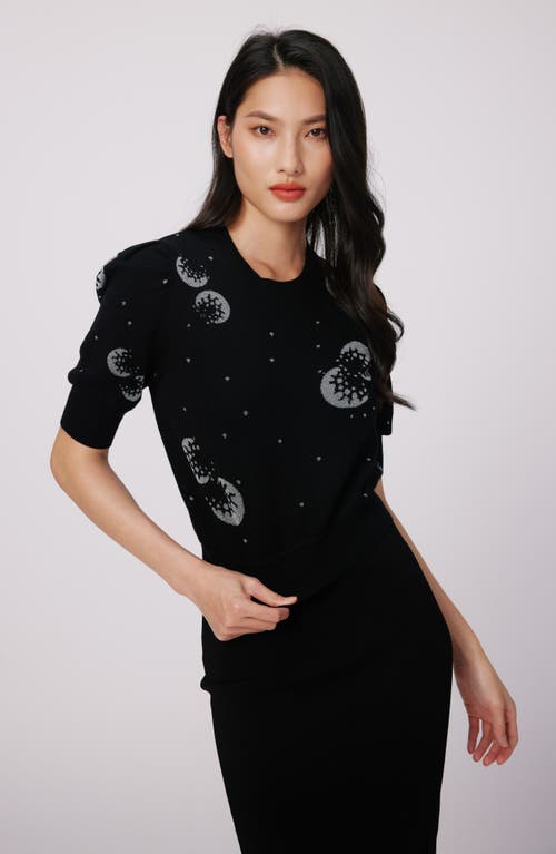 Shop Dvf Willa Short Puff Sleeve Sweater In Moon Landing Lg