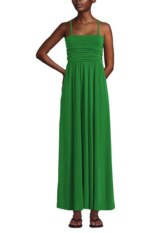 Shop Lands' End Cupro Bandeau Maxi Dress With Removable Straps In True Green