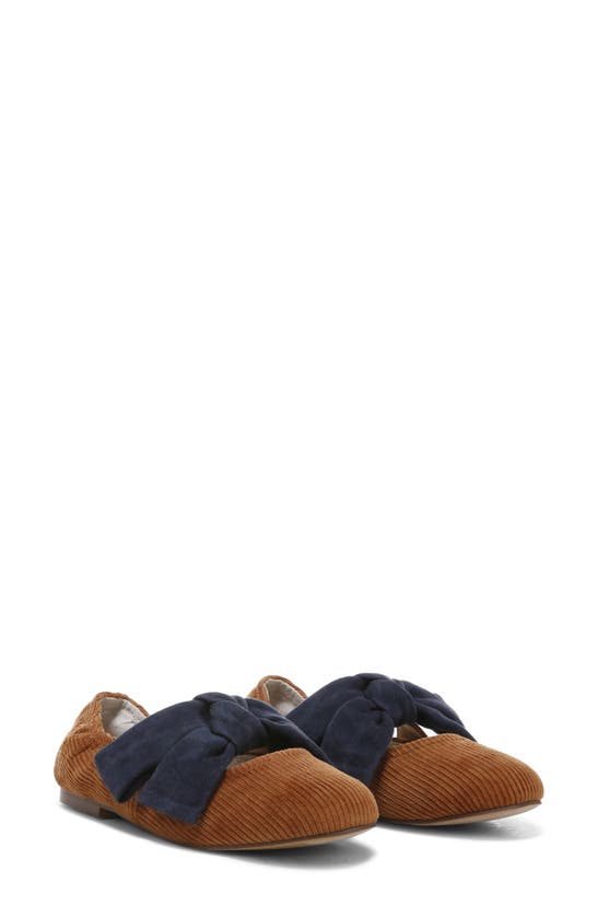 Sam Edelman Kids' Felicity Flat In Brown Mustard/ Baltic Navy