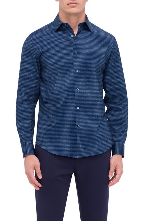 Bugatchi James Ooohcotton® Microcheck Button-up Shirt In Navy
