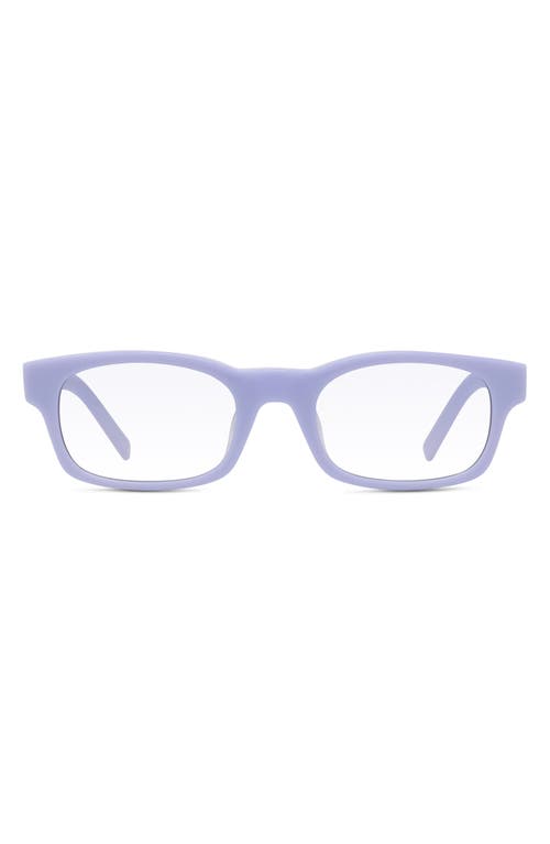 Givenchy 49mm Blue Rectangular Blue Light Blocking Glasses in Shiny Milky Lilac at Nordstrom