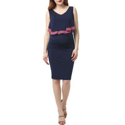 Kimi And Kai Melissa Body-Con Maternity/nursing Dress, Blue