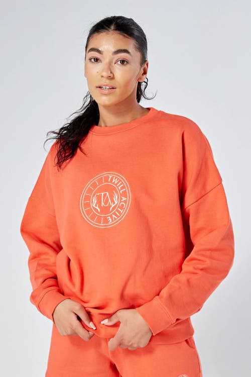 Shop Twill Active Organic Cotton Essentials Oversized Crewneck Sweatshirt In Coral