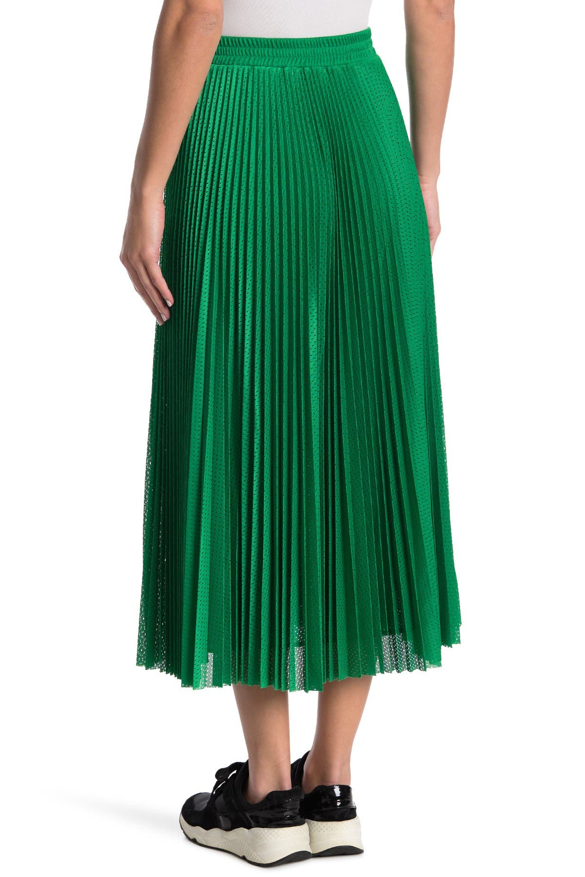 Red Valentino Perforated Pleated Skirt In Verde 635