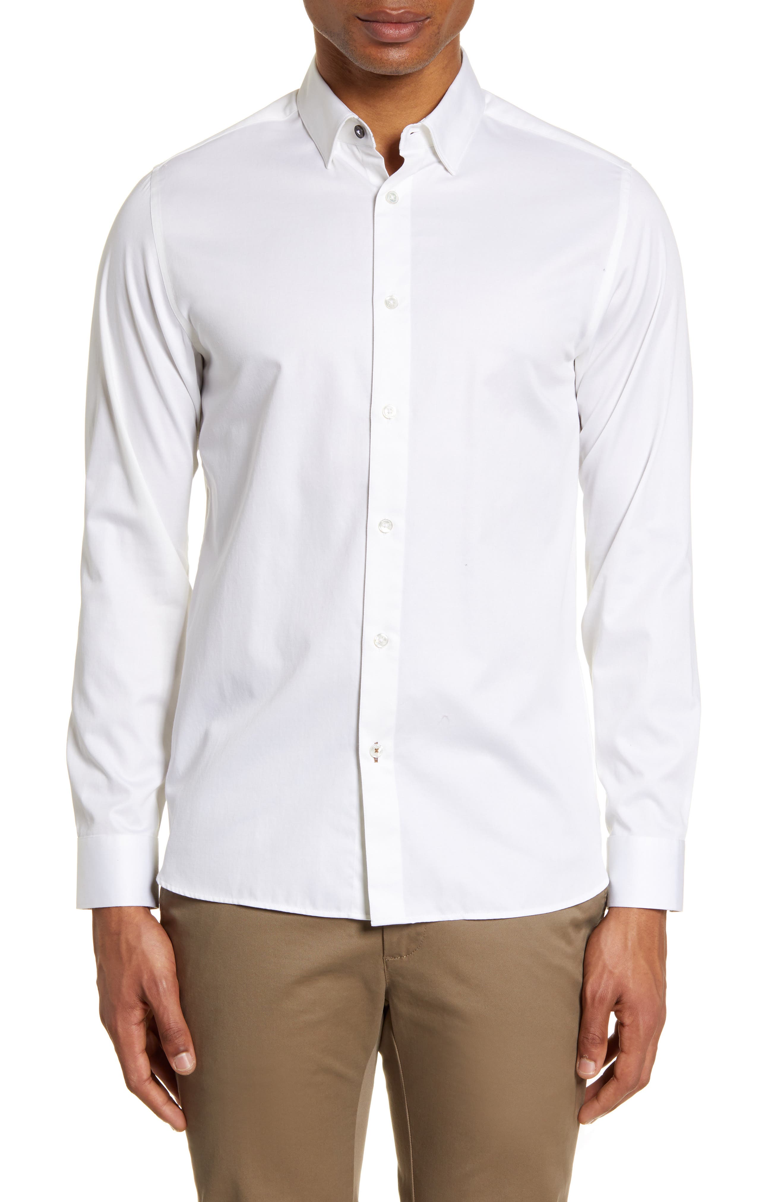 Ted Baker Bobcut Slim Fit Button Up Sport Shirt In White