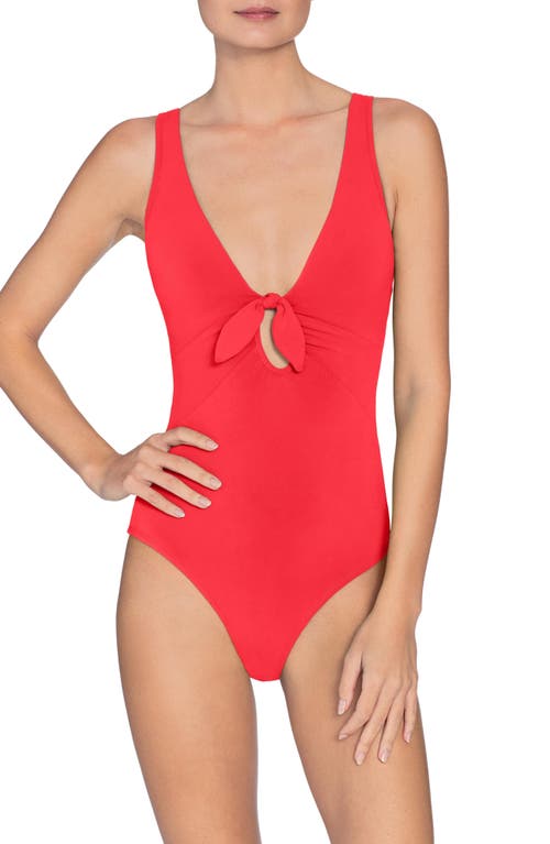 Ava Plunge Underwire One-Piece Swimsuit in Fiery Red