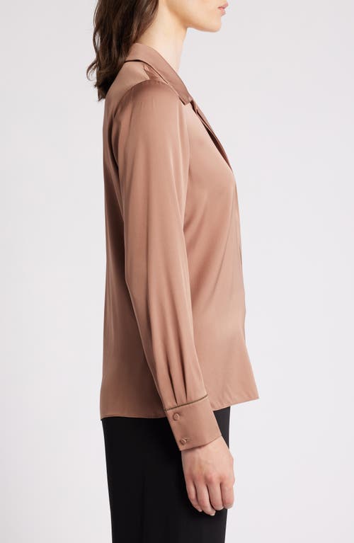 Shop Kobi Halperin Stretch Silk Button-up Shirt In Sepia