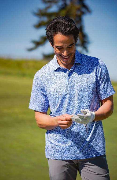 Cutter & Buck Pike Eco Flora Print Recycled Mens Polo In Blue