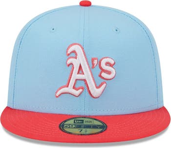New Era Cream/Light Blue Oakland Athletics Spring Color Two-Tone 59FIFTY Fitted Hat White