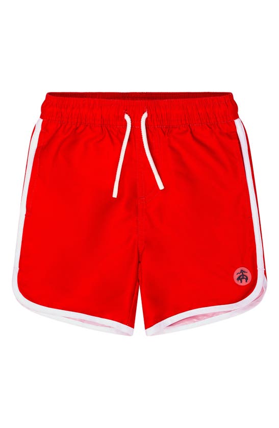Brooks Brothers Kids' Scallop Swim Trunks In Red