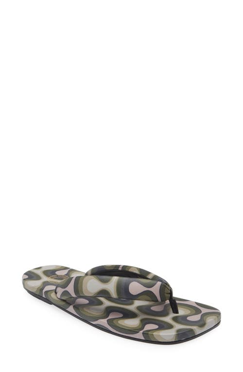 Dries Van Noten Wavy Stripe Flip Flop Qu501 Khaki606 at Nordstrom,