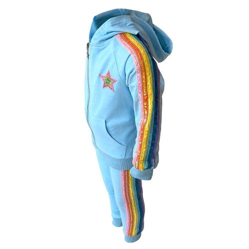 Shop Lola + The Boys Baby Blue Rainbow Sequin Joggers Set