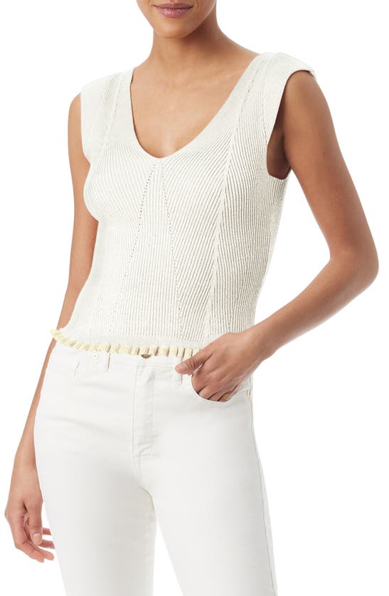 Sam Edelman Lucille Rib Ruffle Hem Sweater Tank In White