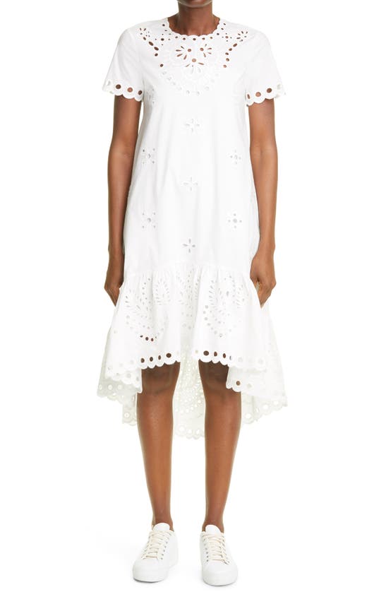 RED VALENTINO EMBROIDERED POPLIN MIDI DRESS,VR0VA17X5TC