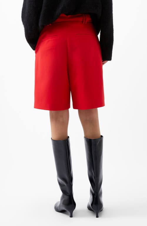 Shop French Connection Azra Pleated Twill Bermuda Shorts In Mars Red