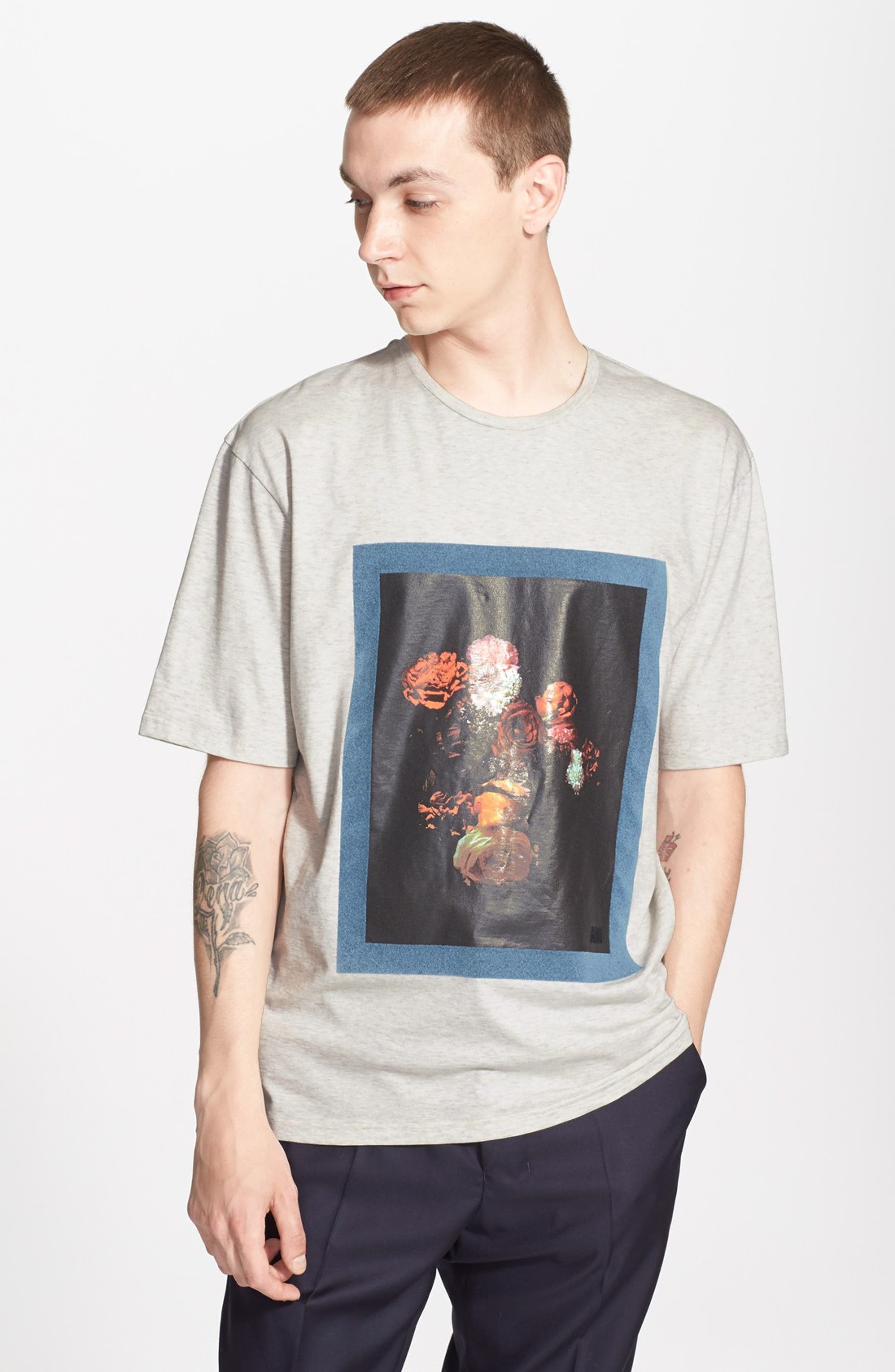 AMI Alexandre Mattiussi Flocked Rose Print Shirt | Nordstrom