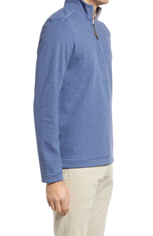Johnston & Murphy Reversible Quarter Zip Pullover In Blue/light Gray