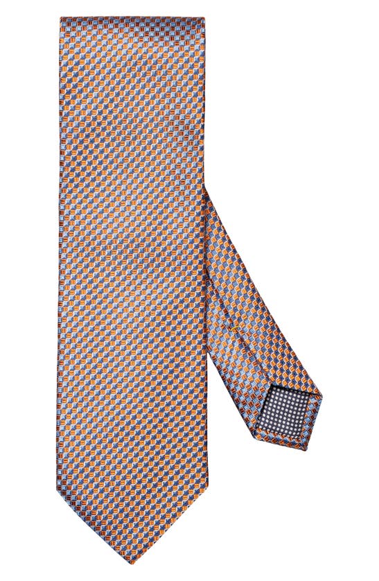 Shop Eton Square Neat Silk Tie In Medium Orange