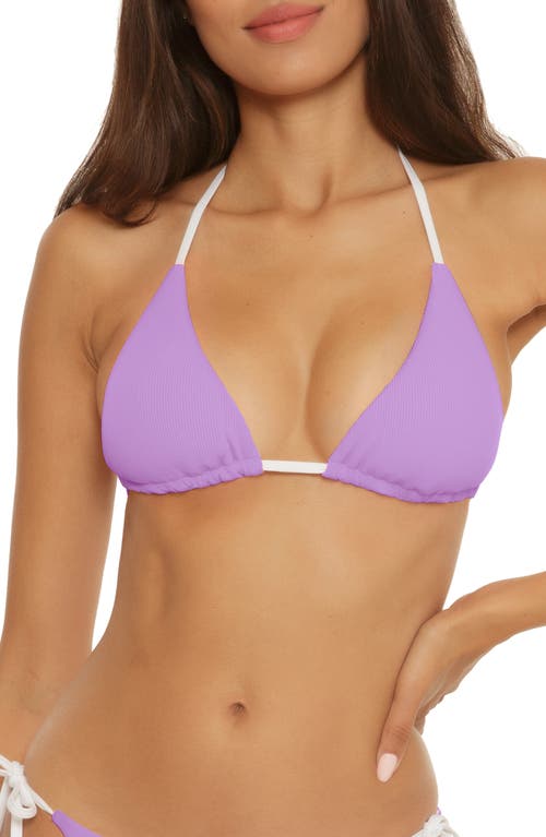 Becca Modern Reversible Rib Triangle Bikini Top In Lilac Pearl