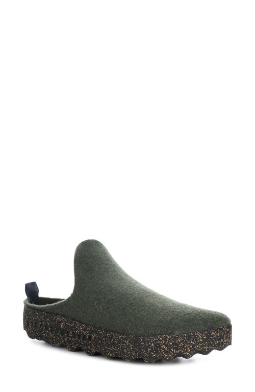 Asportuguesas by Fly London Come Slip-on Sneaker Mule in Military Green Tweed/Felt