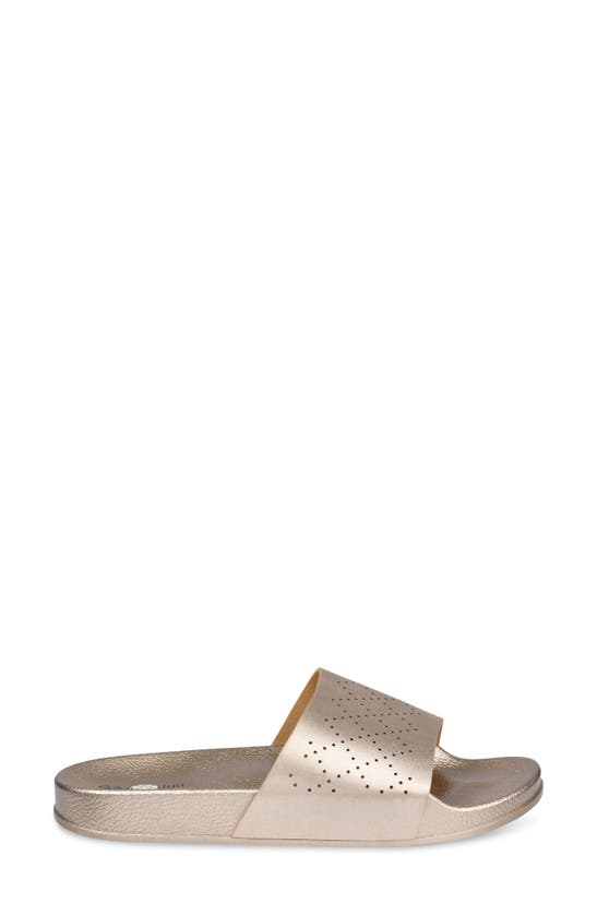 Shop Gaahuu Perforated Slide Sandal In Gold