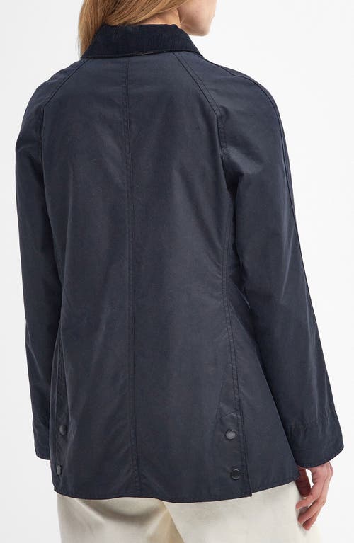 Barbour Beadnell Water Resistant Waxed Cotton Jacket In Navy