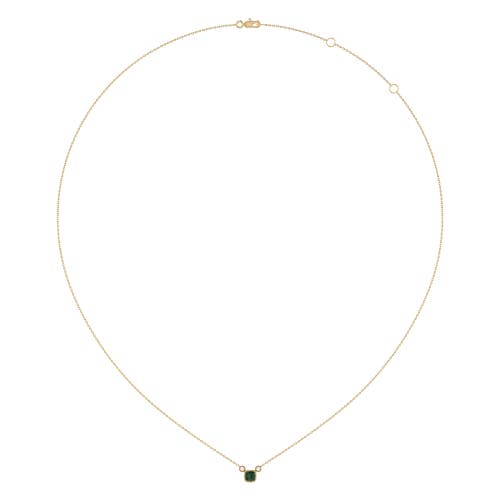 Shop Luvmyjewelry Cushion Cut Emerald & Diamond Birthstone Necklace In Yellow Gold