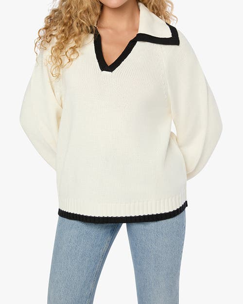 Shop Weworewhat Collar V Neck Sweater In Ivory/black