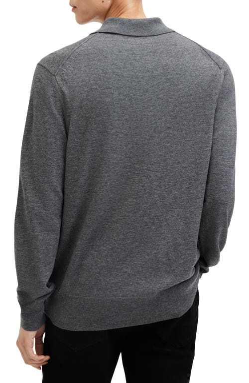 Allsaints Mode Regular Fit Merino Wool Long Sleeve Polo Sweater In Carter Grey