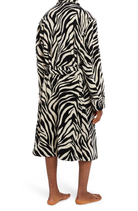 Tom Ford Zebra Print Cotton Terry Cloth Robe In Black | ModeSens