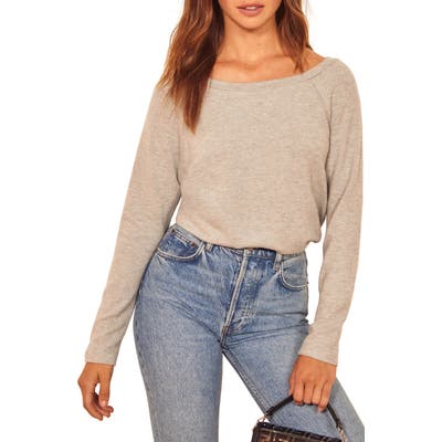 Reformation Zumi Scoop Neck Knit Top, Grey