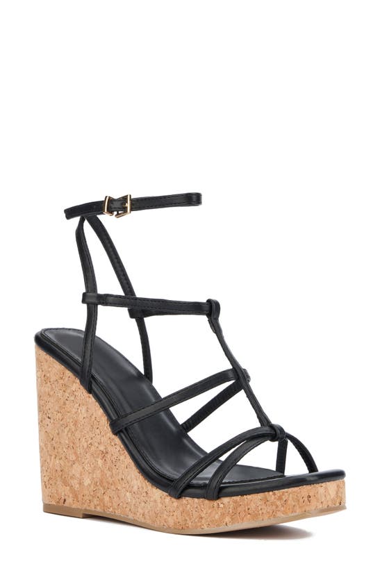 New York And Company Abla Platform Wedge Sandal In Black
