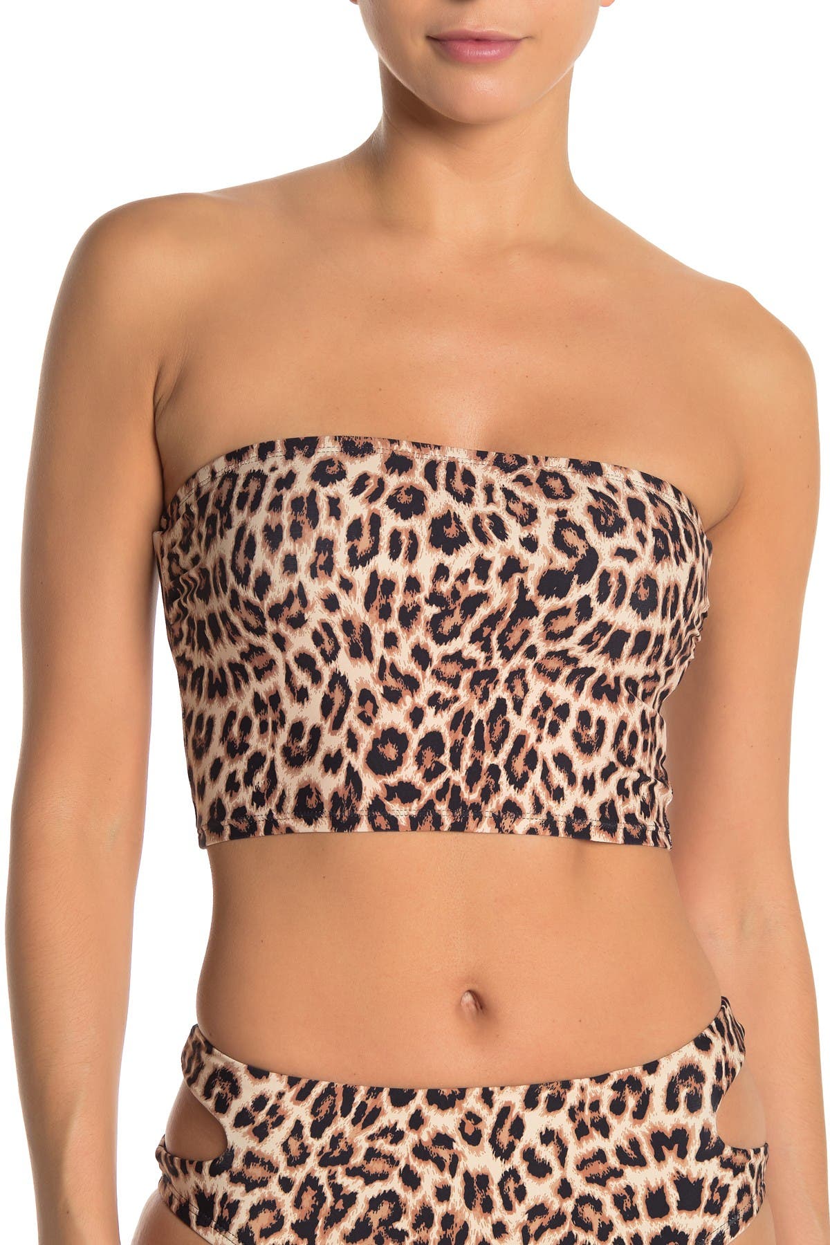 leopard print bandeau swimsuit