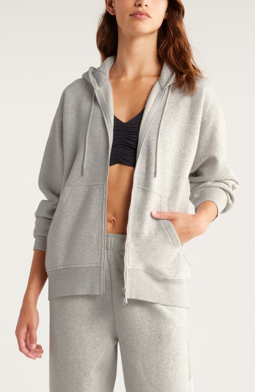 Shop Zella Cloud Fleece Zip Hoodie In Grey Light Heather