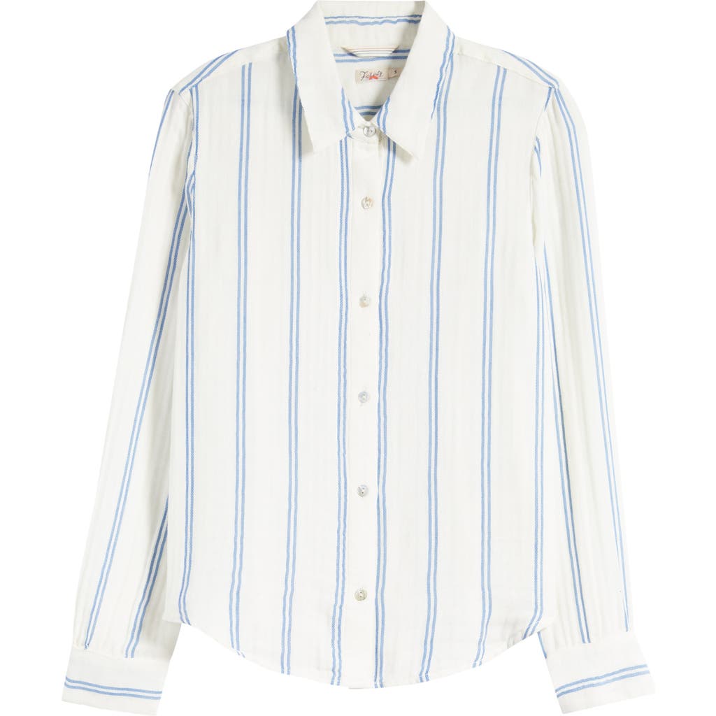 Faherty Dream Organic Cotton Gauze Button-up Shirt In White