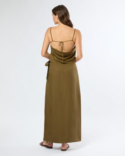 Shop Onia Air Linen Maxi Wrap Skirt In Olive