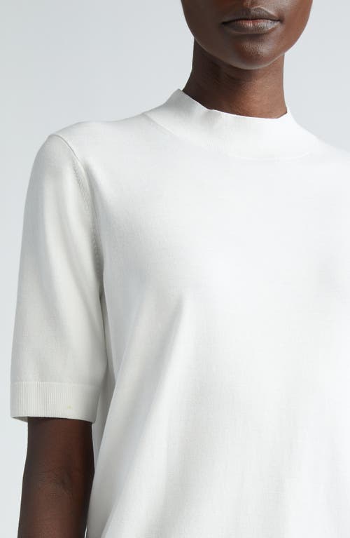 Shop Lafayette 148 New York Mock Neck Short Sleeve Sweater In Cloud