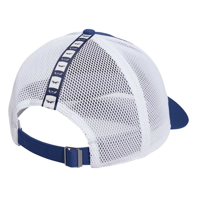 Shop Adidas Originals Adidas Navy/white Washington Capitals Cross Sticks Trucker Adjustable Hat