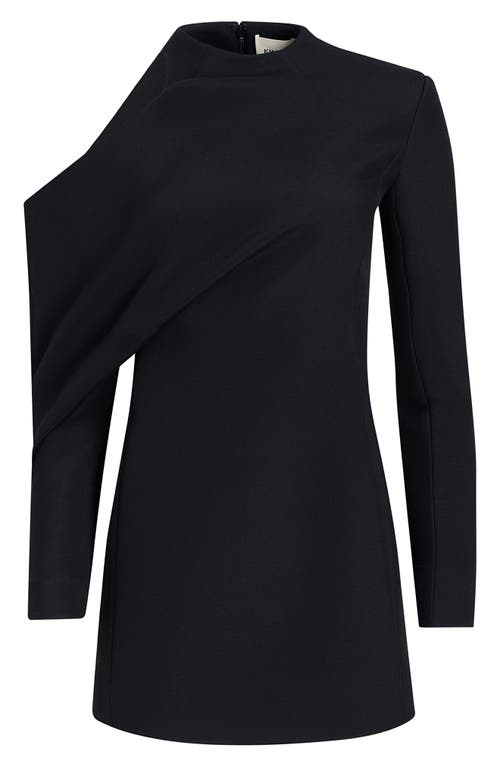 Khaite Tristan Draped Cold-shoulder Long-sleeve Top In Black
