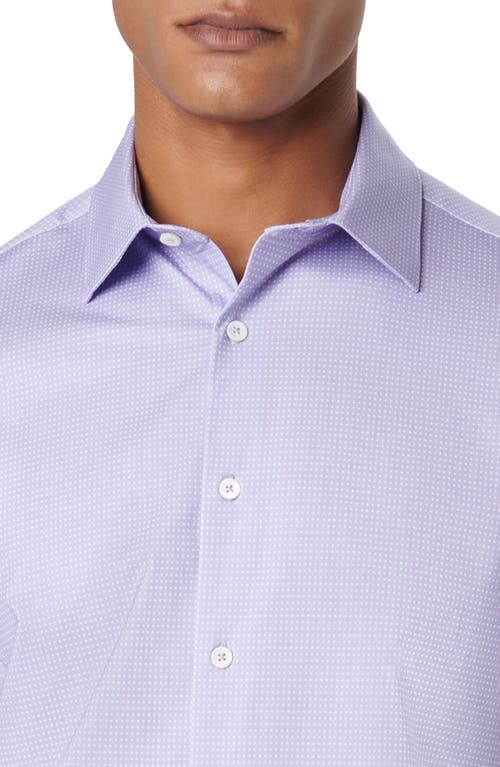 Shop Bugatchi Miles Ooohcotton® Pin Dot Short Sleeve Button-up Shirt In Lilac